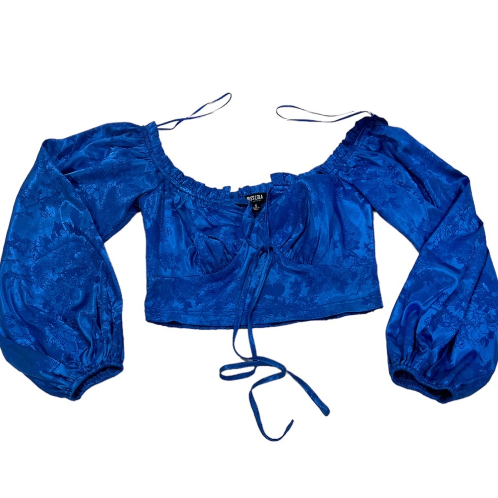 Miss Lola Blue Floral Crop